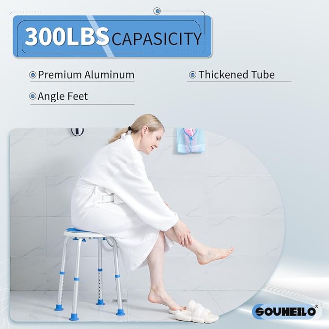 FSA Eligible Swivel Bath Chair, Adjustable Small Chair for Inside Tub, Tool Free Shower Seat, Elderly/Disable/Pregnant by SOUHEILO