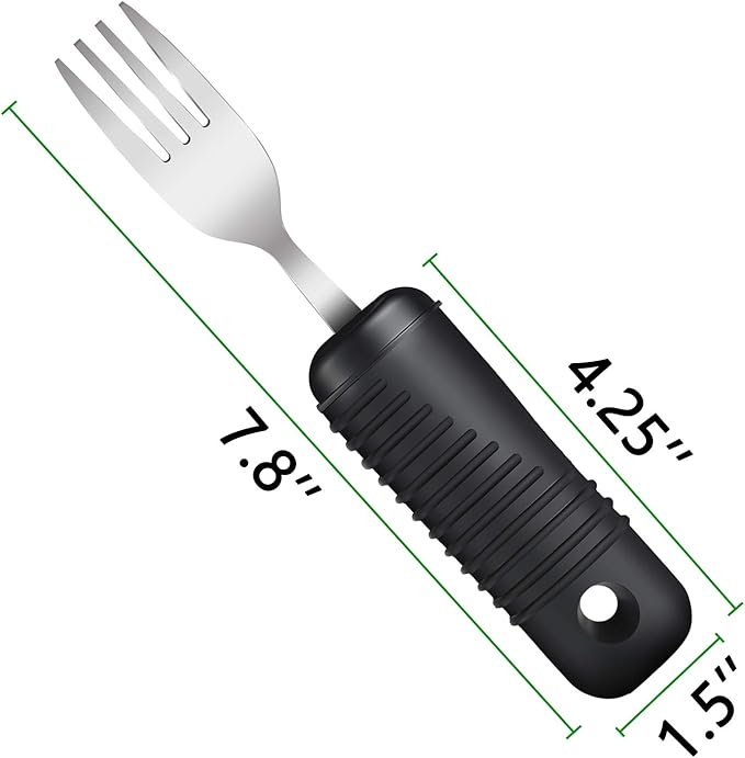YPC Adaptive Utensils,Easy Grip Silverware,Built-Up Fork,Spoon and Rocker Knife for Adults,Elderly,Arthritis,Tremors and Parkinsons,3 Piece Set