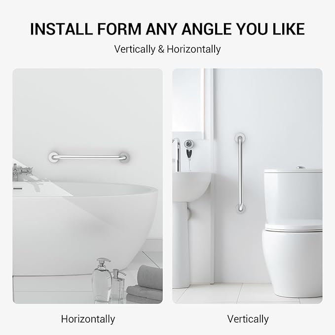 16 Inch Grab Bars for Wall Brush Nickel, Safety Shower Grab Bars for Seniors Elderly Handicapped, Handicap Grab Bars for Shower with Concealed Screws, Tesuchan