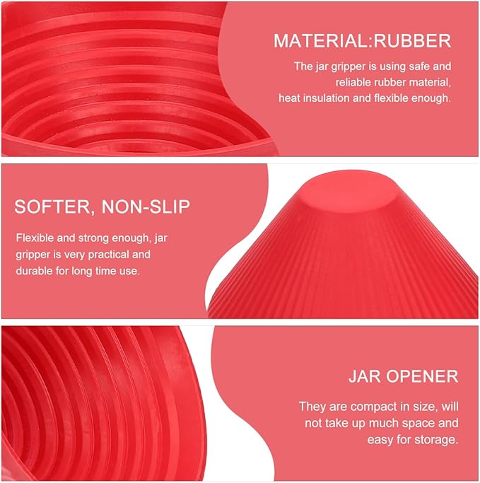 BESPORTBLE 6pcs Silicone Jar Gripper Sleeve Non-Slip Heat Insulation Bottle Opener for Kitchen Use Flexible Rubber Jar Opener Grip for Easy Opening of and Bottles
