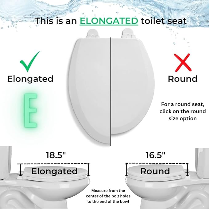 Centoco 2 inch Raised Toilet Seat for Seniors, Elongated, Open Front No Cover, Commercial, Plastic, Made in the USA, HL1500STSCC-001, White