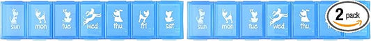 EZY DOSE Pets Weekly (7-Day) Pill Organizer, Vitamin and Medicine Box for Dogs, Large Compartments, Blue Lids, Made in The USA (Pack of 2)
