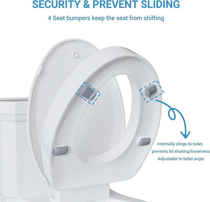 Raised Toilet Seat for Seniors, Elongated Elevated Toilet Seat with Soft Close Lid, Quick Release & Easy Installation, Easy to Clean - Ideal for Elderly, White