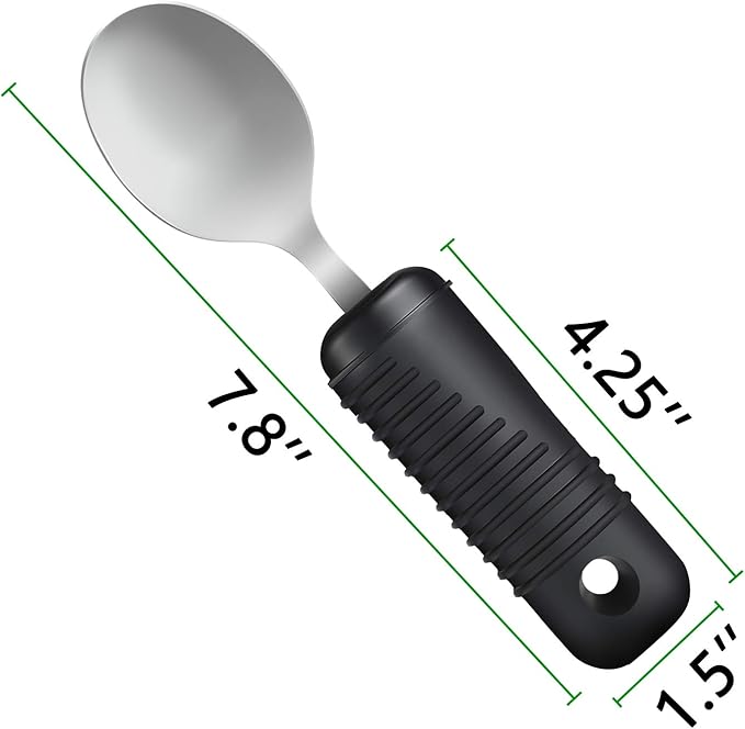 YPC Adaptive Utensils,Easy Grip Silverware,Built-Up Fork,Spoon and Rocker Knife for Adults,Elderly,Arthritis,Tremors and Parkinsons,3 Piece Set