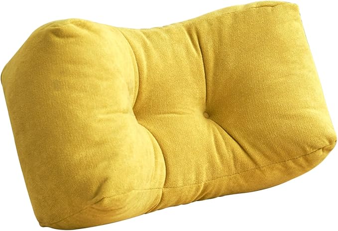 Lumbar Support Pillow Small Lower Back Pillow for Office Chair, Car Seat, and Desk Chair Ergonomic High-Elasticity Cushion for Pain Relief and Comfort on Sofa, Bed, or Travel (Yellow)
