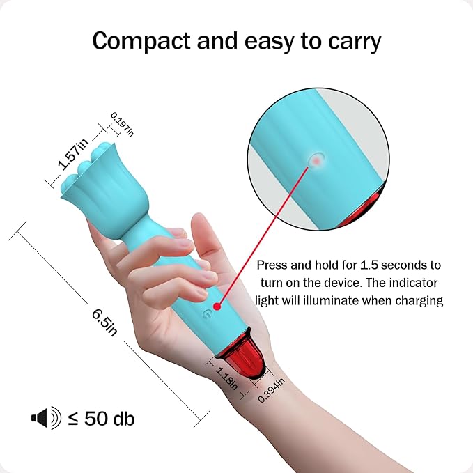 Mini Handheld Massager, IPX65 Waterproof Portable Massager with Soft Silicone, Full Body Muscle Relief for Head, Face, Neck, Shoulder & Back, USB Rechargeable, 10 Adjustable Modes & Speeds, Blue