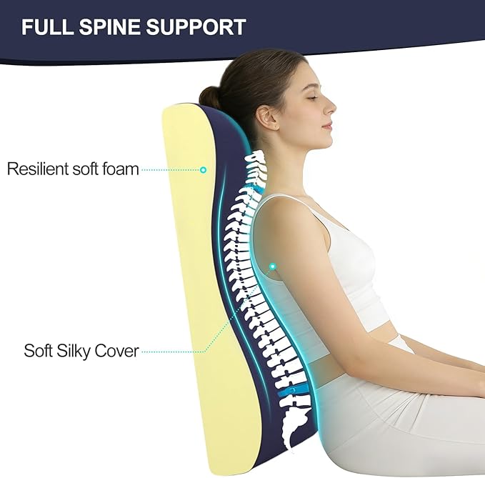 HAVARGO 2-in-1 Neck Pillow Lumbar Support Pillow for Recliner Couch& Glider Chair - High Resilient Foam Ergonomic Back Support for High-Back Rocking Chairs, Glider Rocker Replacement Cushions Navy L
