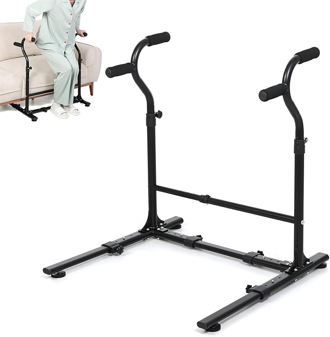 Couch Chair Stand Assist Aid with Double Handrails, Height Width Adjustable Sofa Lift Assist Devices for Seniors Disabled Patients to Sit and Stand, Heavy Duty Toilet Safety Rails (450 LB) Black