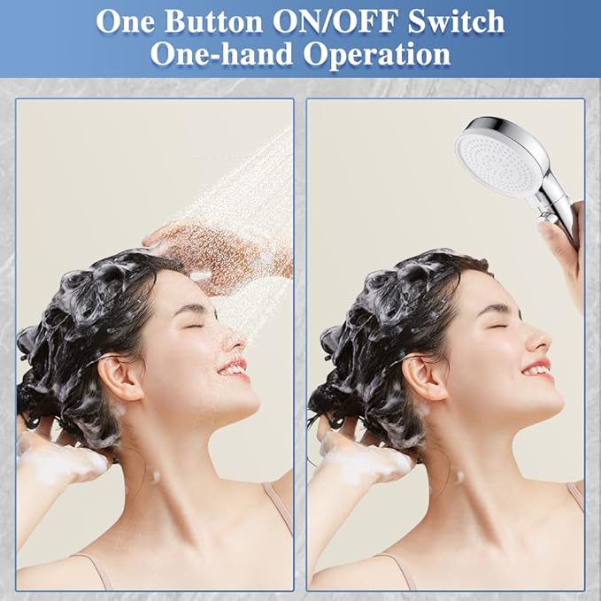 DOILIESE Held Held Shower Head 3 Sprays with 79inch Long Hose Showerhead with on off Switch, Chrome