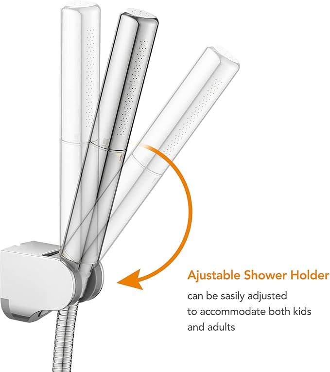 BESy Chrome Brass 2 In 1 Function Handheld Shower Head Set High Pressure 7 Inch Shower Head High Flow Hand Shower Wand with 59 Inch Hose, Bracket, Chrome Finish