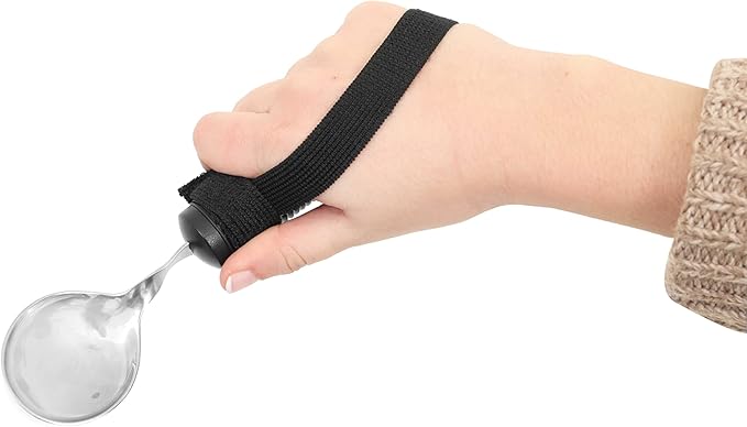 KMINA Bilateral Adaptive Spoons for Disabled Adults with Velcro Strap (Swivel Angle), Bendable, Medical, Curved for Arthritic Hands and Parkinsons