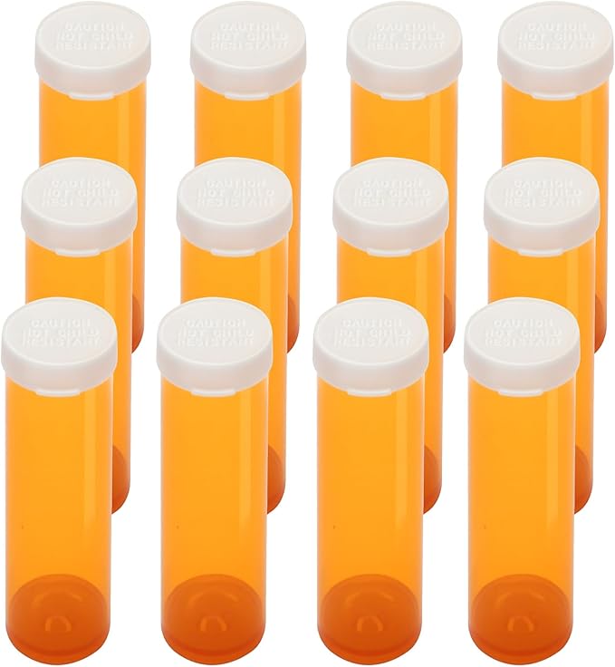 Empty Plastic Pill Bottles with Easy Open Caps (Not Child Resistant), Prescription Medication Vials, Clear Containers Pill Cases Dispenser Organizers (60 Dram, 12pcs)
