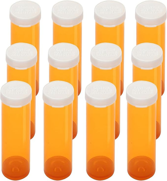 Empty Plastic Pill Bottles with Easy Open Caps (Not Child Resistant), Prescription Medication Vials, Clear Containers Pill Cases Dispenser Organizers (60 Dram, 12pcs)