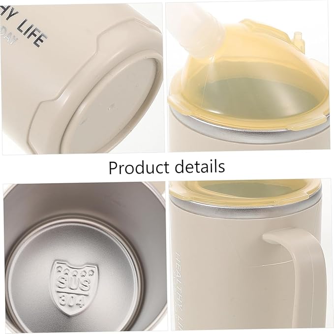 14oz Spill-Proof Cup for Elderly, Stainless Steel Thermos Sippy Cup with Straw, Ideal for Seniors and Adults, Great for Water, Milk, and Soup Health & Household Supplies (White)