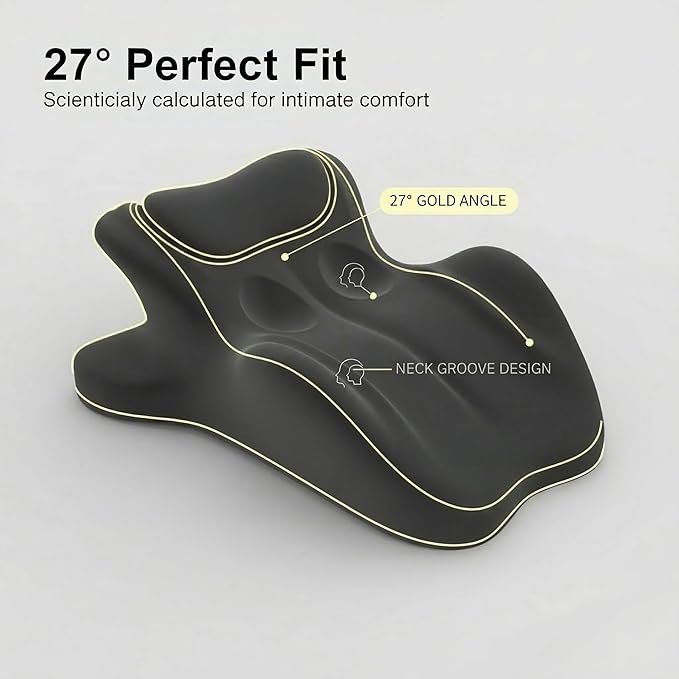 Ergonomic Memory Foam Wedge Pillow, Contoured Support Pillows, 27° Angled Support for Waist and Neck, Multi-Position Support Pillow (Black)