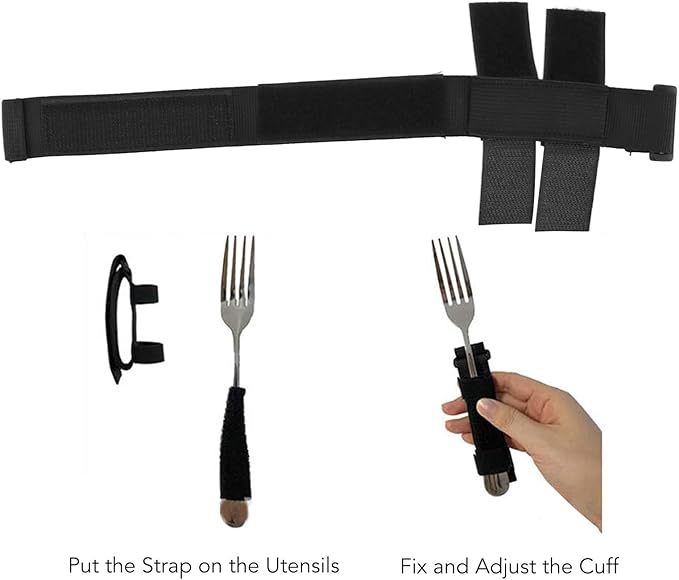 Universal Cuff, Utensil Holder for Holding Utensils, Adjustable Gripping Strap, Eating Aid for Elderly or Individuals with Weak Grip, Makes Mealtime or Other Activities Easier