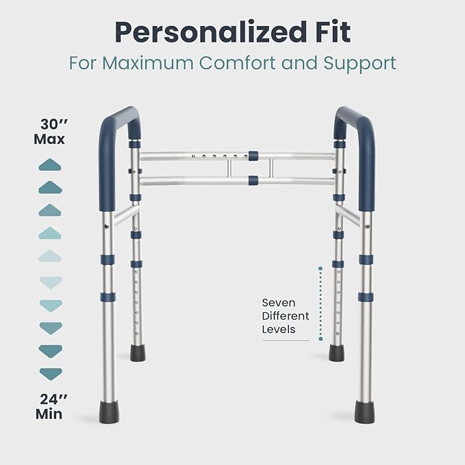 PELEGON Toilet Safety Rails (350 lb) - Adjustable Toilet Safety Frame & Rails, Toilet Safety Rail for Elderly Adults, Toilet Handles for Seniors, Toilet Bars for Elderly & Handicap