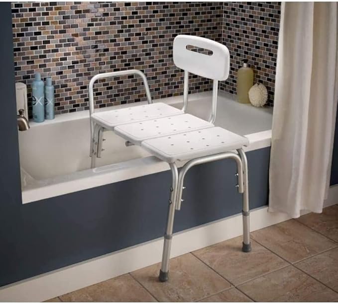 Carex Shower Bench and Shower Chair For Elderly and Disabled with Height Adjustable Legs, Tub Bench Converts to Right or Left Hand Entry, Shower Chair For Bathtub