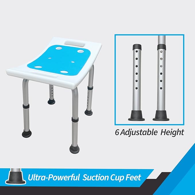 Bcareself Narrow Bathtub Shower Seat for Inside Shower Bath Stool with Arms Shower Stool Shower Chairs for Seniors Elderly Disabled Handicap Height Adjustable Tool-Free Assembly 300lbs, White