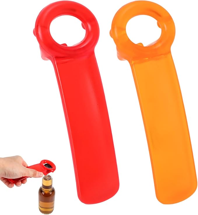 2pcs Jar Keys, Jar Opener Grippers Can Lid Opener Tool for Weak Hands Seniors Elderly (Orange, Red)