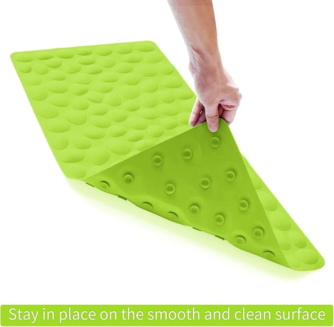 Non-Slip Bathtub Mat OTHWAY Soft Rubber Bathroom Bathmat with Strong Suction Cups (Green, 16x40 inch)