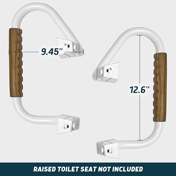 Lunderg 21" Handrails Replacement for Round Raised Toilet Seat - Raised Toilet Seat Not Included