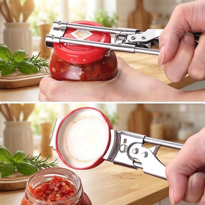 2-Pack Jar Opener for Seniors with Arthritis, Adjustable Stainless Steel Lid Gripper Tool for Weak Hands, Non-Slip Bottle Opener Fits 1-3 Inch Lids (Not for Large Mason Jars)
