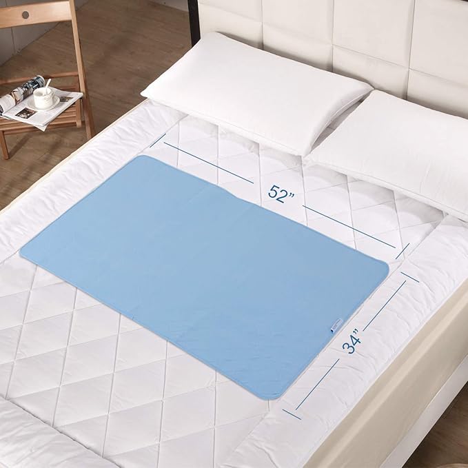 Bed Pads Washable Waterproof(4 Pack, 34 x 52), Washable and Reusable Anti Slip Chuck Pads Incontinence Underpad Sheet Protector for Adults, Elderly, Kids, Toddler and Pets, Blue