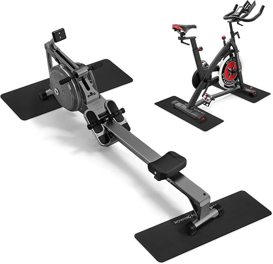 TOBWOLF 2PCS Non-Slip Mat Compatible with Peloton Bike, Concept 2 Rowing Machine, Exercise Bike Mat, Mat Protect Hardwood Floor Carpet for Home Gym, Workout Mat for Bike Trainer, Stationary Spin Bike
