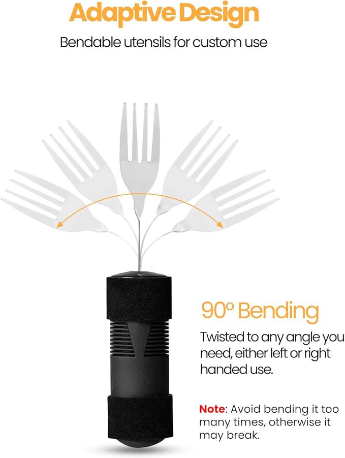 Bendable Adaptive Utensils for Elderly, Disabled People, Parkinson’s, Arthritis, Hand Tremors, Weak Hand Grip & Handicapped, Arthritic Hands-Non Slip Handles