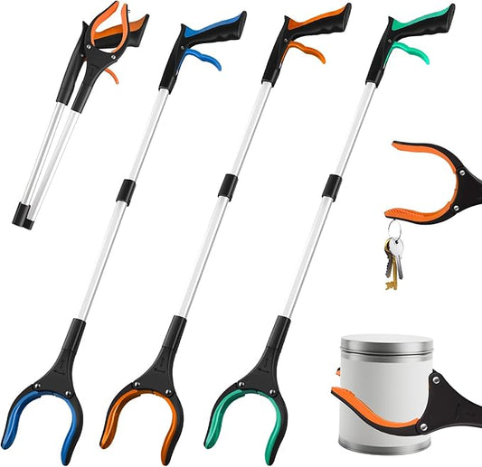 Grabber Reacher Tool,3-Pack 32" Foldable Reacher Grabber Pickup Tool with 360° Rotating Jaw & Magnetic Tip, GarbageTrash Picker Upper Grabber,Lightweight Grabbers for Seniors/Elderly
