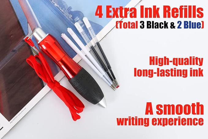 Big Weighted Fat Pens for Parkinsons Patients, Essential Tremors, Arthritis Hand and Low Grip Strength - Heavy Weighted Pen to Help Parkinson's, Carpal Tunnel, Elderly(1 Pack with 4 Extra Ink Refill)