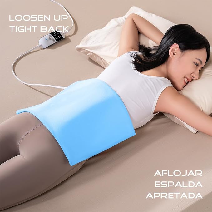 Boncare® Vinyl Small Heating Pad NO Auto Shut Off for Back Pain Relief and Cramps, High and Low Temperature Settings Hot Electric Heat Pad with Washable Cover Blue (12"x 15")