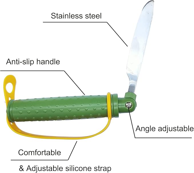 Angle Adjustable Stainless Steel Dinner Knife Elder Eating Aids Utensils Knife with Silicone Hand Strap for Parkinsons Elders Muscle Weakness Arthritis Handicapped