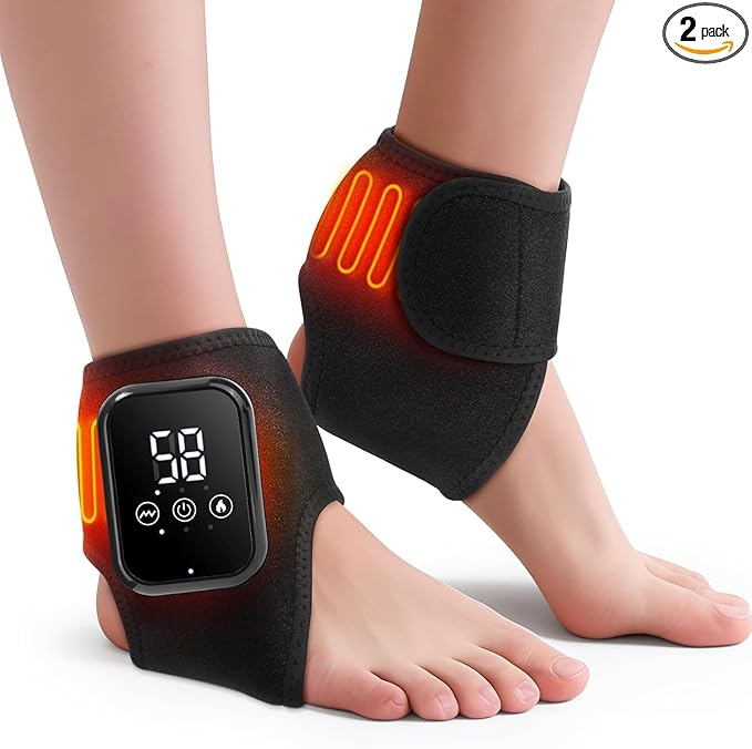 2PCS Foot Renew Massager for Neuropathy, 3-in-1 Cordless Foot and Ankle Massager for Heel, Arch & Ankle Relief, 2000mAh Rechargeable, Black