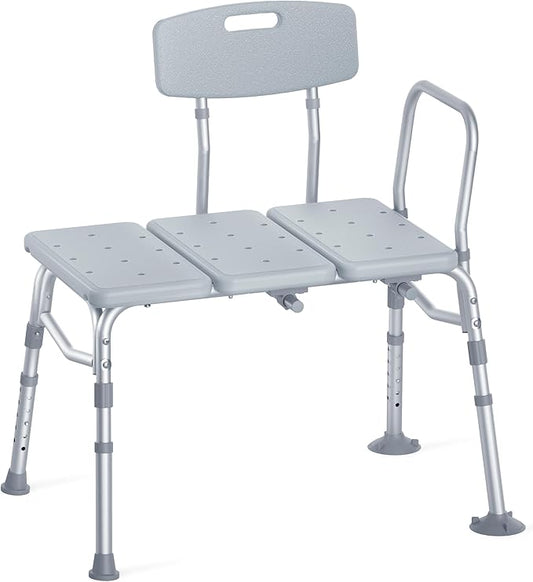 HOMLAND Tub Transfer Bench for Bathtub, FSA/HSA Eligible 400 lbs Heavy Duty Shower Chair with Backrest, Slip-Resistant Feet, Height Adjustable Shower Bench Shower Seat for Elderly and Disabled
