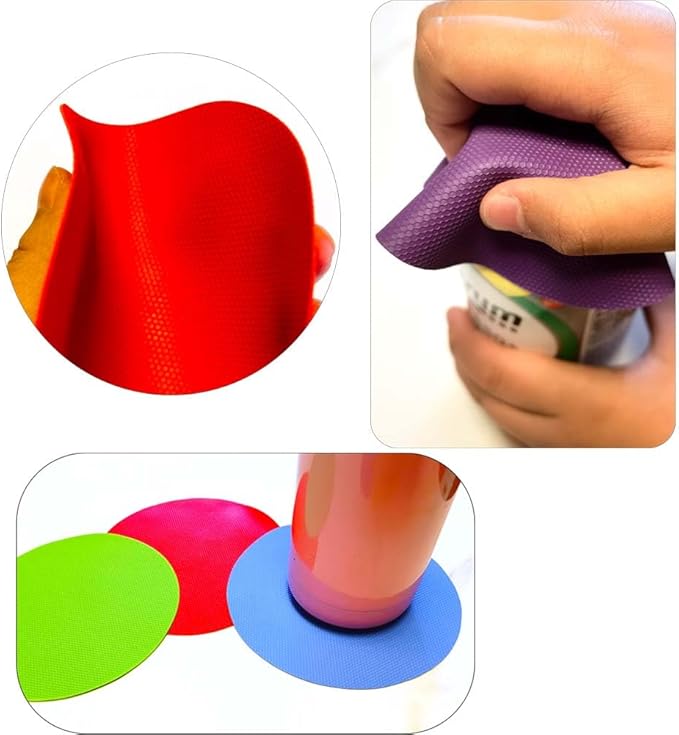 4pcs Rubber Jar Opener Bottle Gripper Non Slip Pad Multi-function Can Opener for Seniors with Arthritis Weak Hands (Circle Two)