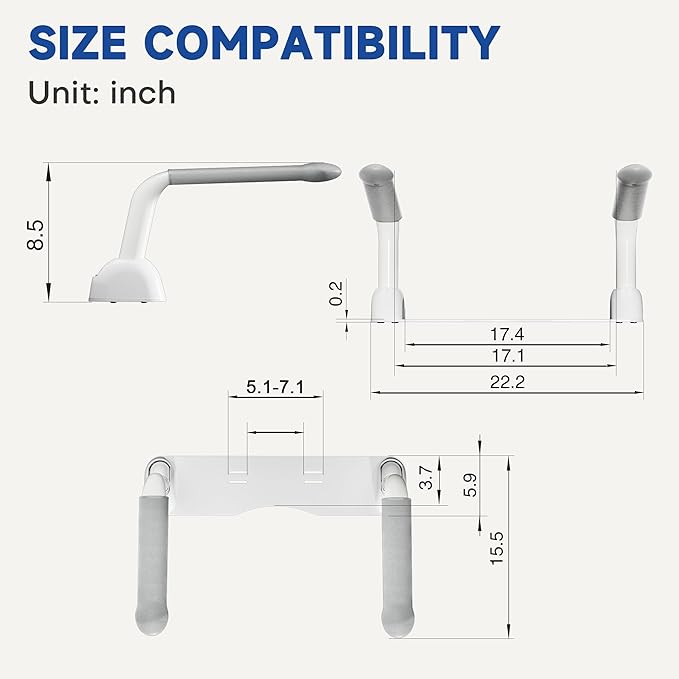 DOZAWA Toilet Safety Rails for Seniors, Heavy Duty Toilet Rails with Foldable Handles, Space-Saving Toilet Assist Arms, Toilet Bars for Elderly, Pregnant, Mobility Impaired, Support Up to 480LBS
