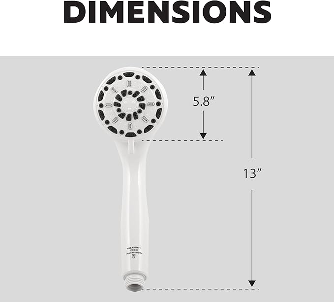 Aqua Vista 3-in. White Handheld Shower Head with 3 Spray Settings 8333510, Variable Spray Shower Head Works as Spa Shower Head and Massage Shower Head, Showerhead House Essentials for New Home