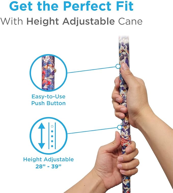 NOVA Offset Walking Cane for Seniors, Men & Women – Lightweight Adjustable Walking Cane with Soft Foam Grip, Wrist Strap, Anti-Rattle Lock & Non-Slip Tip – Stylish Mobility Aid