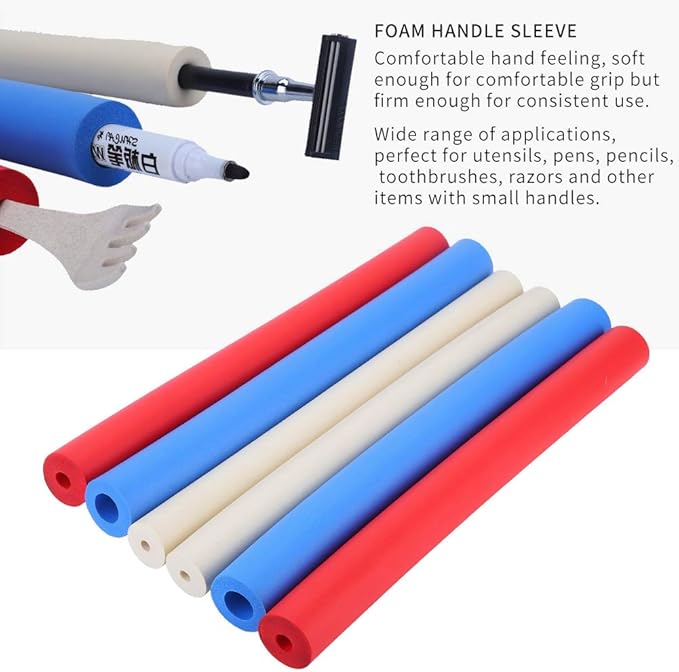 6Pcs Shaving Pen Foam Grip Tube,Non Slip Foam Handle Sleeve Cover Padding Grips for Utensil, Pens, Pencils, Razors