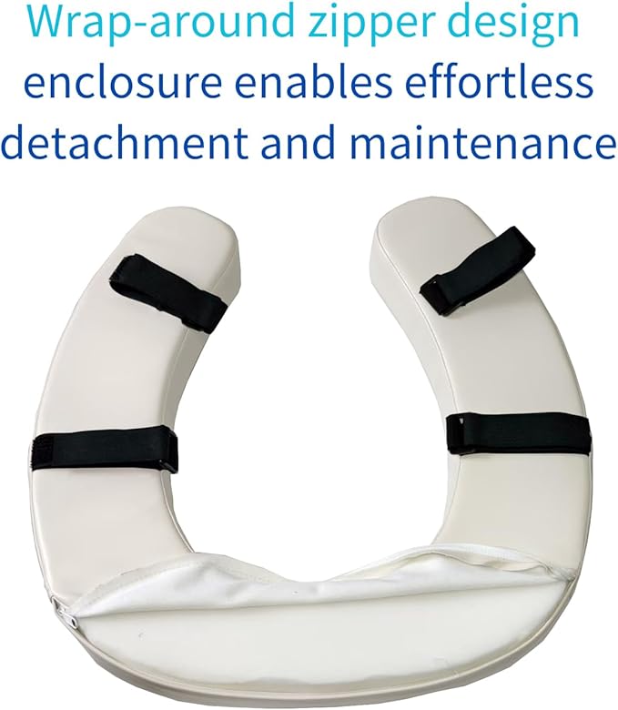 Padded Toilet Seat Cushion with 2-Inch High-Density Foam & Waterproof PU Fabric, U-Shape Padded Toilet Cushion - Secure Hook & Loop Tape, Fits Standard/Elongated Toilets (Beige)
