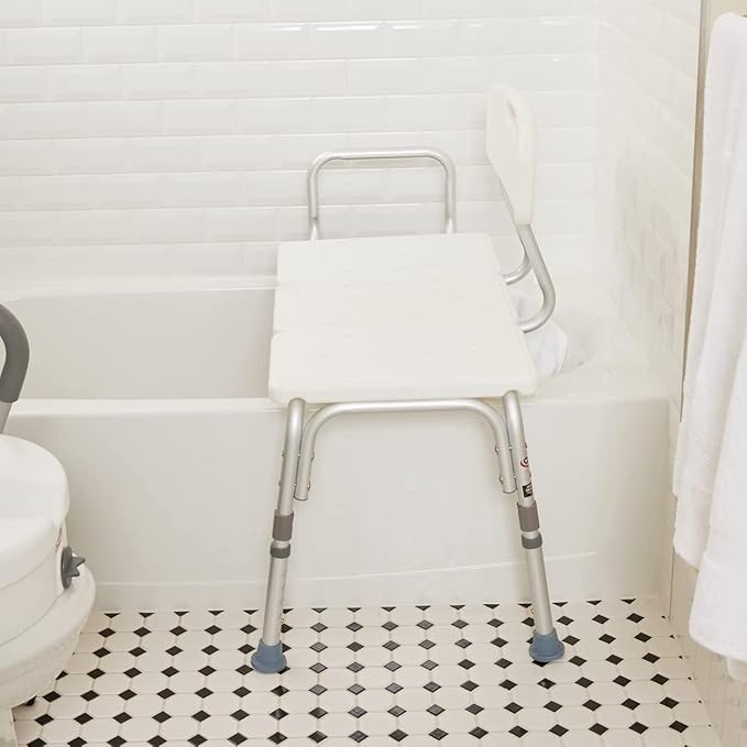 Carex Shower Bench and Shower Chair For Elderly and Disabled with Height Adjustable Legs, Tub Bench Converts to Right or Left Hand Entry, Shower Chair For Bathtub