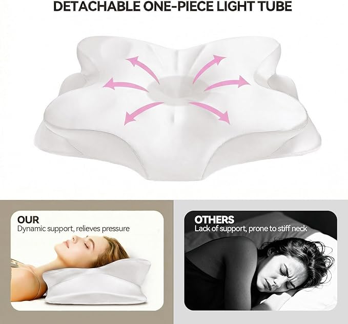 2-Pack Cervical Neck Pillow for Neck Pain Relief,Ergonomic Memory Foam Contour Pillow with Wrinkle-Resistant Silky Satin Fabric Cover,Orthopedic Bed Pillow for Side,Back,Stomach Sleepers,White