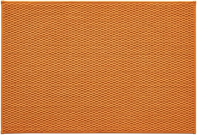 TYUU Bathroom Rugs Non Slip Washable, Super Absorbent Thin Bath Mat Quick Dry Low Pile Bathroom Rug, Orange 24"x36"