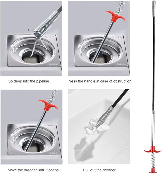 Flexible Grabber Claw Reacher Tool, Extendable Drain Clog Remove Tool With 4 Claws Bendable Hose Pickup Reaching Assist Tool for Litter Pick Home Sink Drains Toilet(SIZE:0.57m)