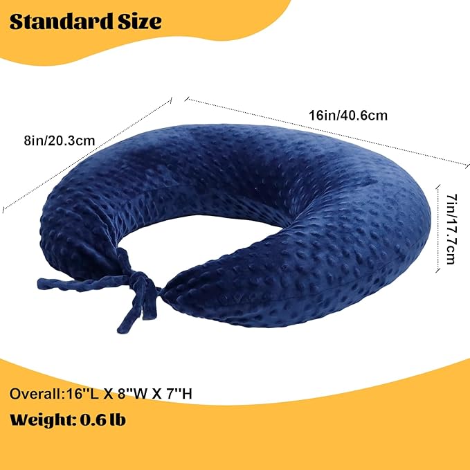 IFOYO Ergonomic Gaming Pillow for Lap, Blue U-Shaped Crochet Pillow for Lap Support, Soft Reading Pillows Provide Arms Legs Neck Support to Long Gaming Sessions, Crocheting, Reading, Working