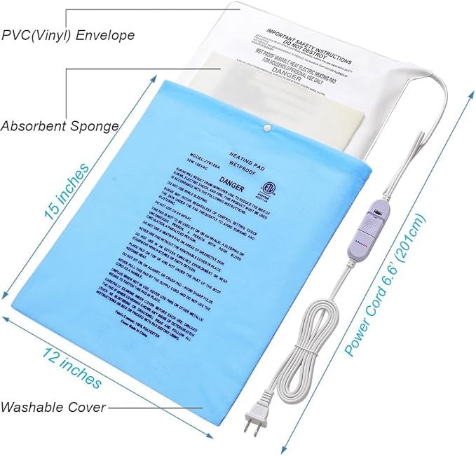 Boncare® Stay-On Small Vinyl Electric Heating Pad for Neck and Shoulders and Back Without Auto-Off, Low & High Heat Levels, Waterproof Hot Heat Pad with Washable Cover (11.5"x13.5", 1-Pack)