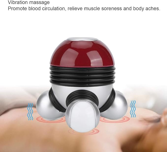 CDQL Mini Portable Hand Held Body Vibrating Massager Electric Full Body Massager with LED Light Battery Operated Vibration Massage for Hand Head Neck Back Legs Arms Pain Release (Red)