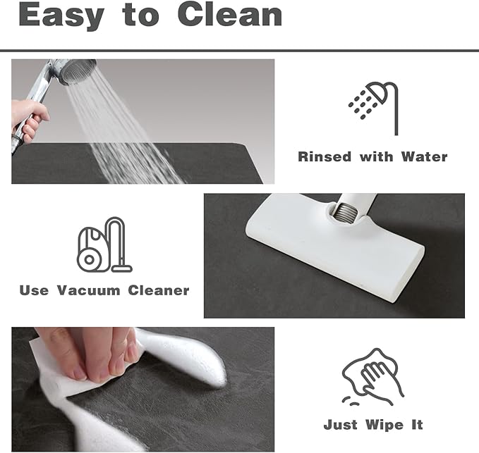 TYUU Bath Mat, Bathroom Rugs Non Slip Washable Thin Absorbent Quick Dry Bath Mat Fits Under Door Bathroom Floor Mat Perfect for Bath, Shower, or Sink 17"x59" Dark Grey